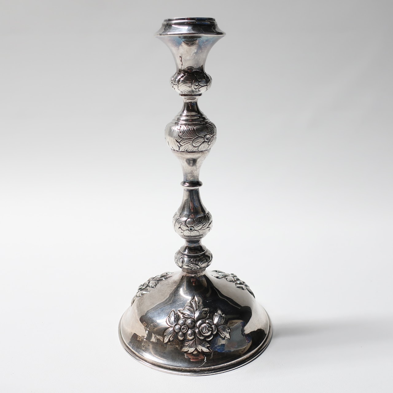 12.5" 800 Silver Austrian Repoussé Candlestick Pair