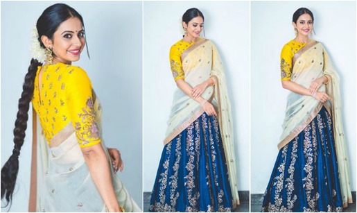 Rakul-Preeth-In-Half-Sarees-Bhargavi-Kunam -Mystylespots-2017