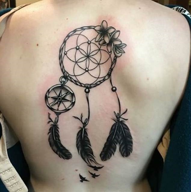 Este blackwork compass design