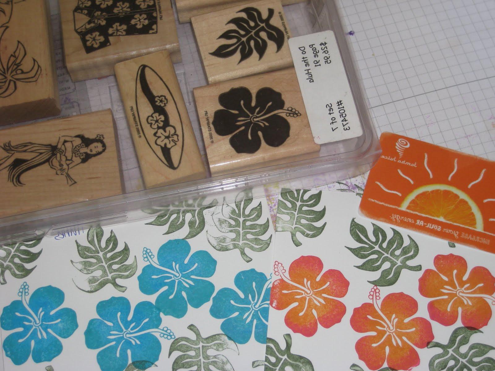 I used the hibiscus to stamp