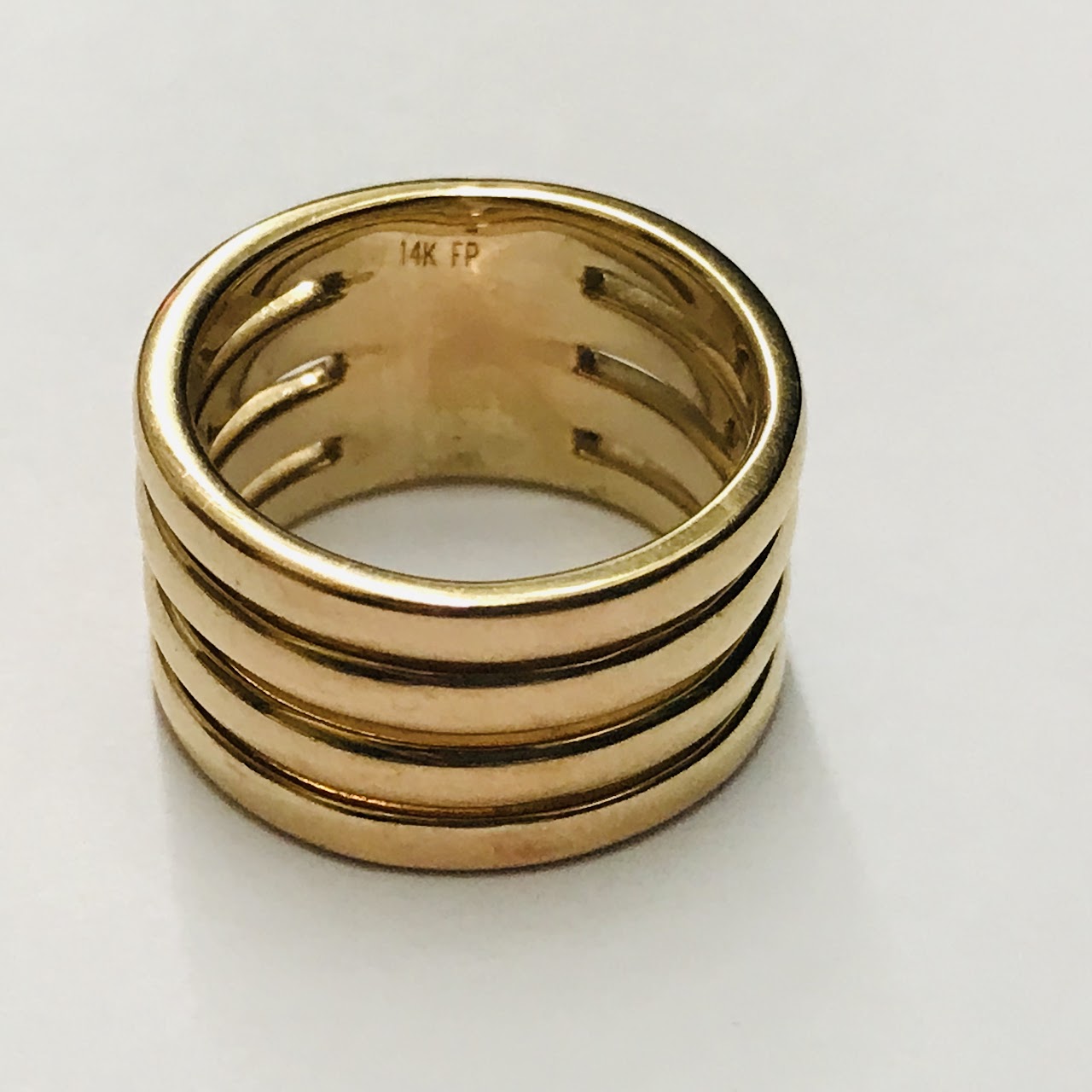 14K Gold Wide Pierced Groove Ring