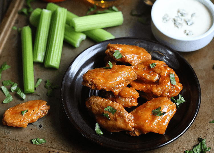 Honey Sriracha Buffalo Wings with Bleu Cheese Dip