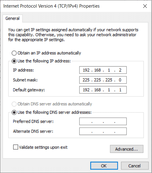 Configure la IP estática en la segunda computadora