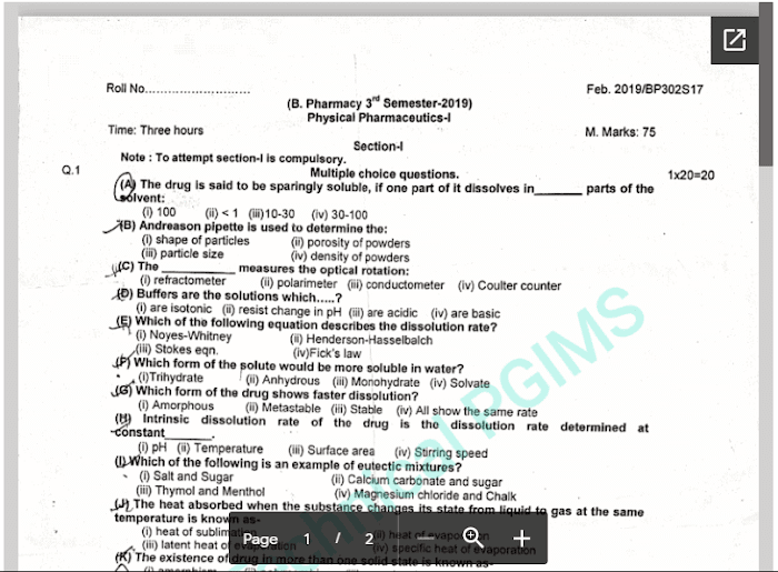 BP302T Physical Pharmaceutics I BPharmacy 3rd Semester