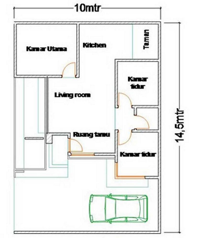 Layout Denah 3 Kamar 10x15 Bagus Gambar