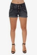 <br />Diamante Women's High Waist Colombian Butt Lifting Stretchy Denim Shorts