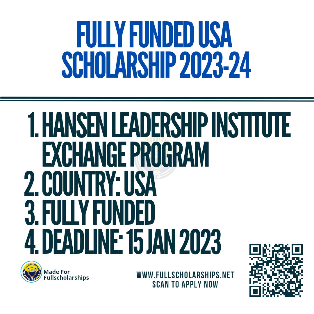 Visit USA Free - Fully funded Hansen leadership institute exchange program USA 2023-24