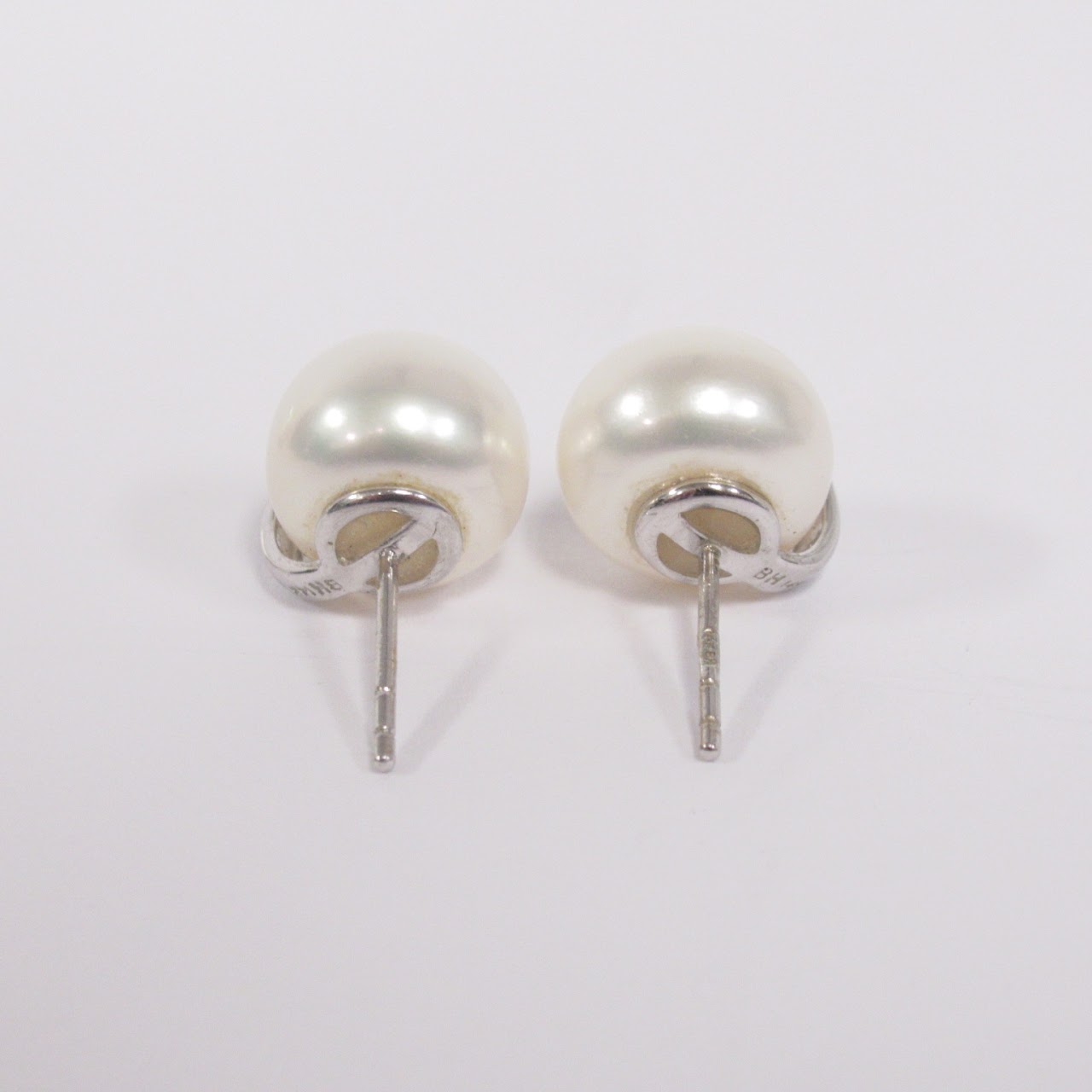 14K White Gold, Diamond, and Pearl Earrings