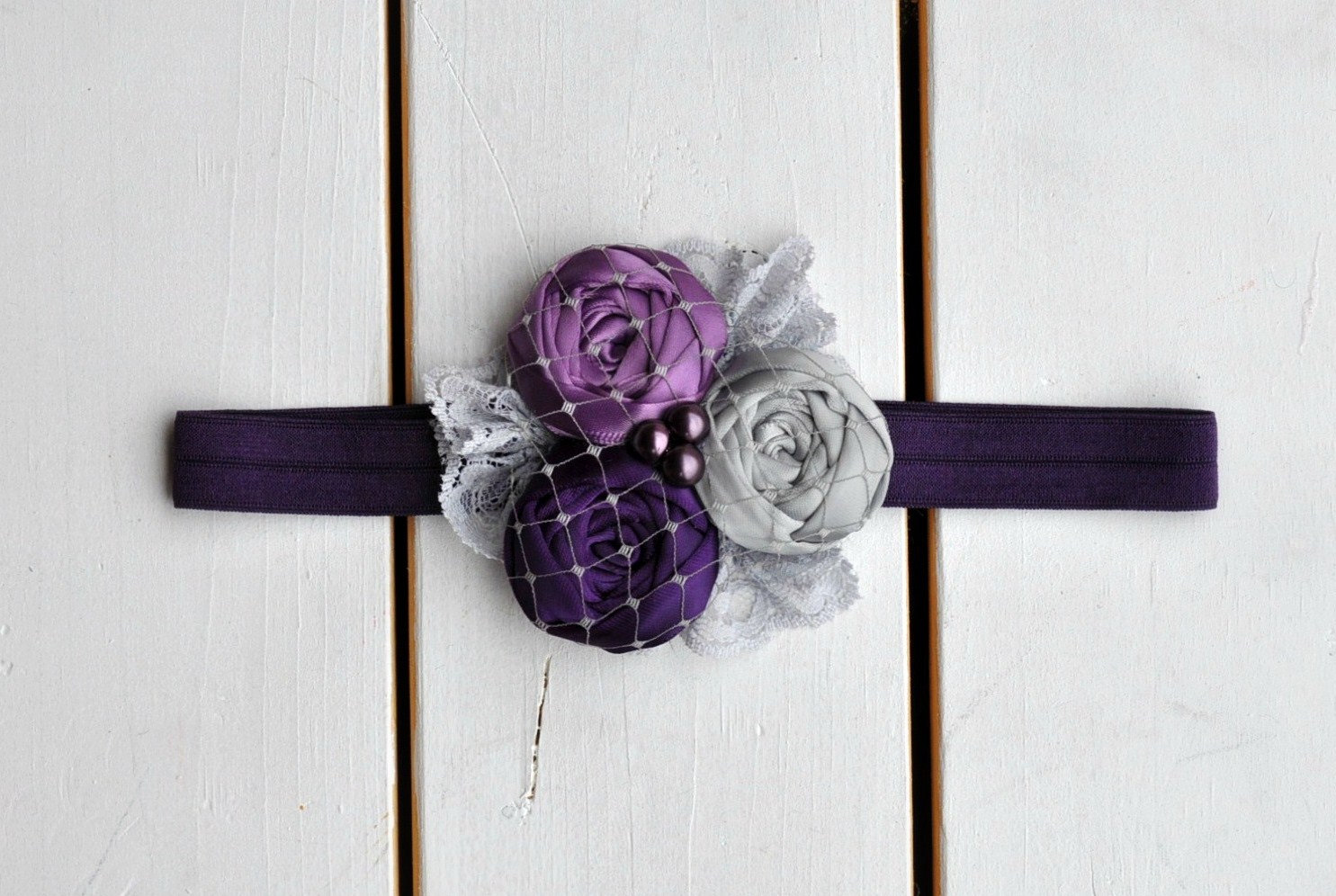 Purple and grey rosette