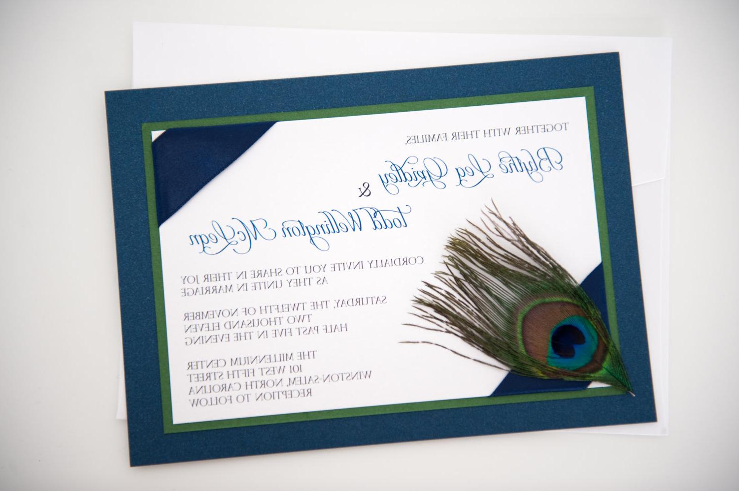 Custom Corner Peacock Feather Wedding Invitation. From yourstrulyinvitation