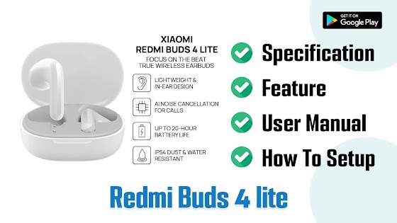 Xiaomi Redmi Buds 4 Lite, True Wireless Earbuds, IP54 Dust and Water  Resistance