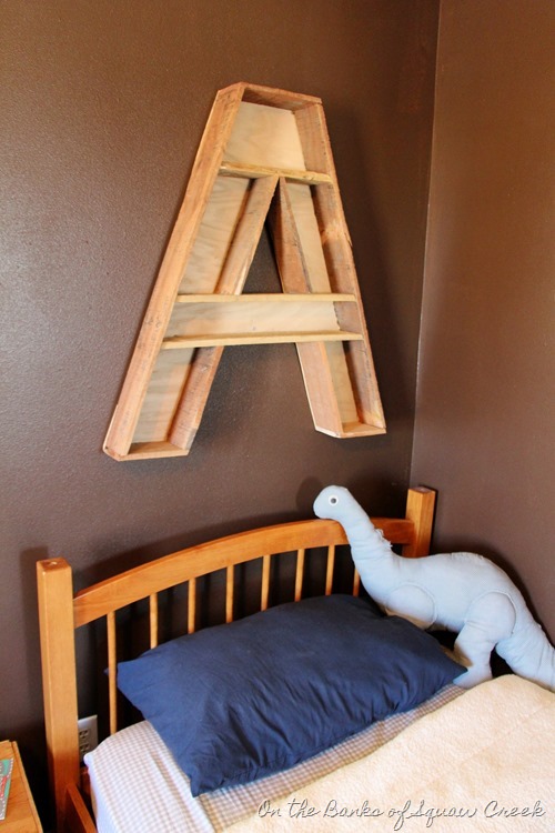 DIY letter A shelf