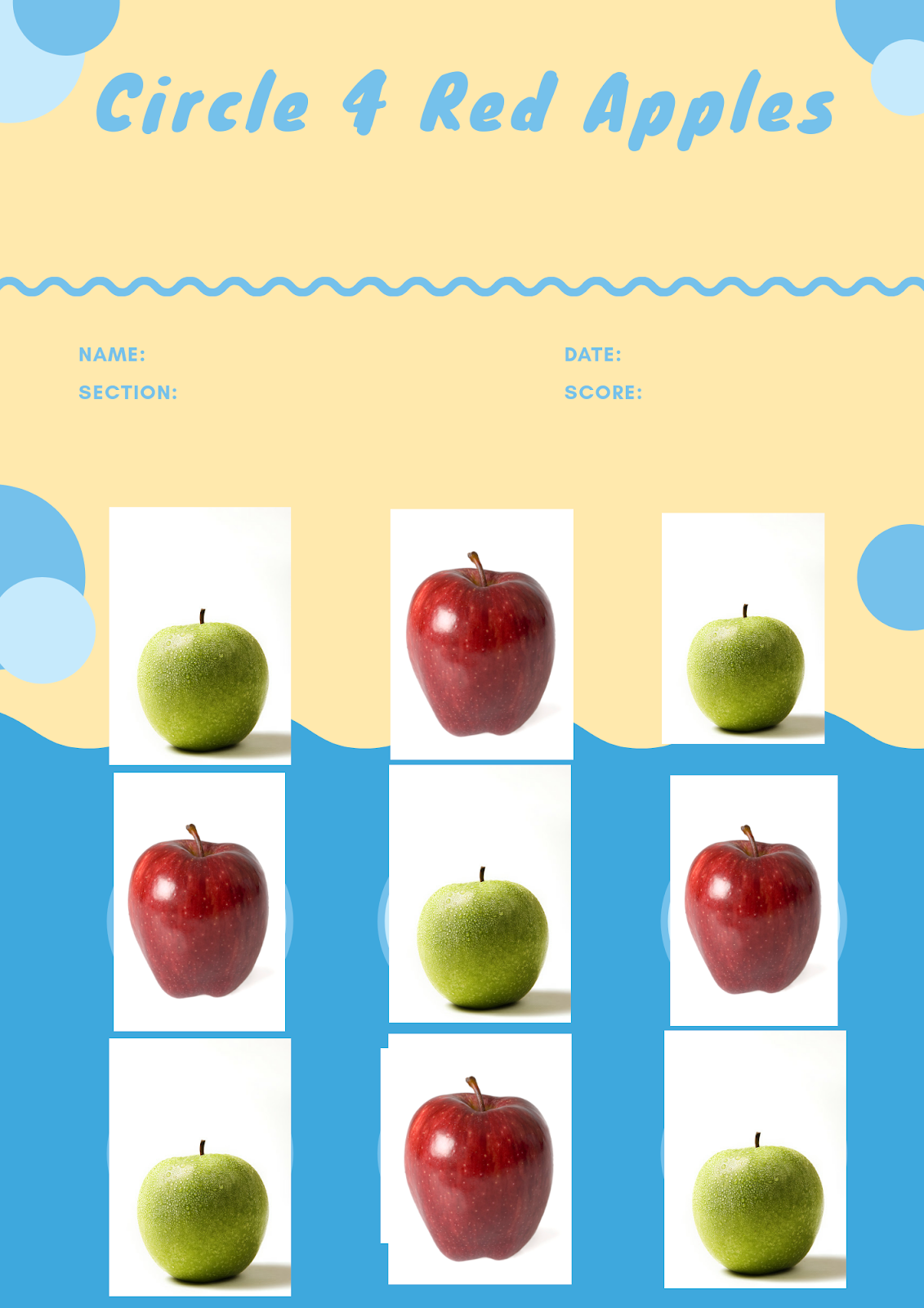 Fruits worksheet for toddlers