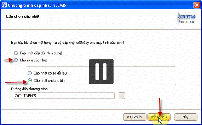 Phần 3: Cài đặt V.EMIS 1.2.0 và nâng cấp 1.2.1 cho máy cài phân hệ