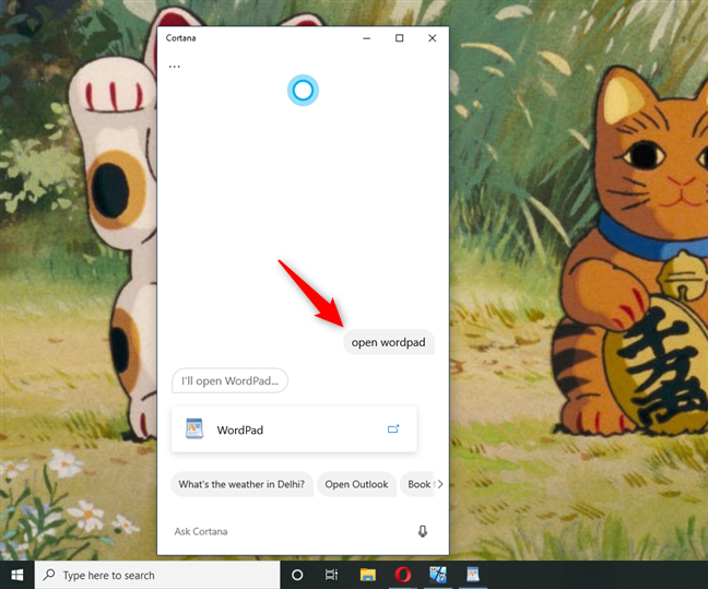 Hoe WordPad te openen in Windows 10 met Cortana