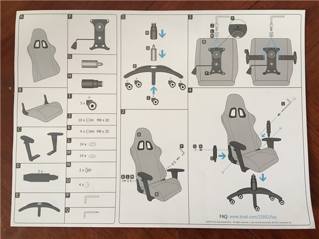 El manual de usuario de la silla gaming Trust GXT 707 Resto V2