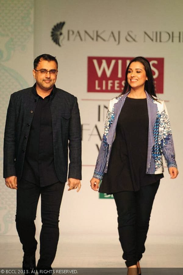 Designer duo Pankaj and Nidhi on Day 2 of the Wills Lifestyle India Fashion Week (WIFW) Spring/Summer 2014, held in Delhi.