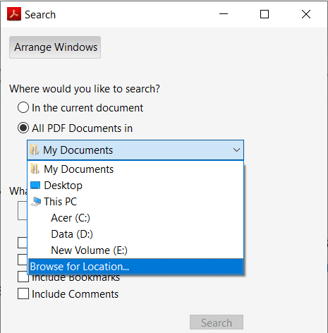 ตอนนี้เรียกดูตำแหน่งของไฟล์ PDF ทั้งหมดที่จัดเก็บไว้ในไดเร็กทอรีเฉพาะ