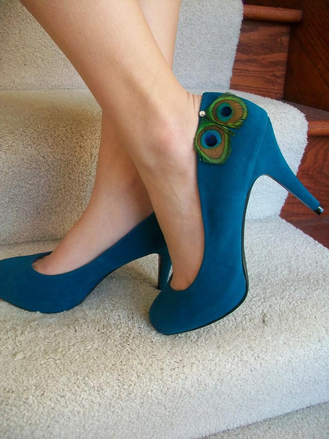 Peacock Shoes Teal Blue High