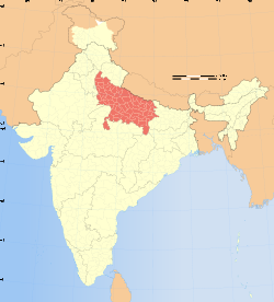 Location of Uttar Pradesh in India