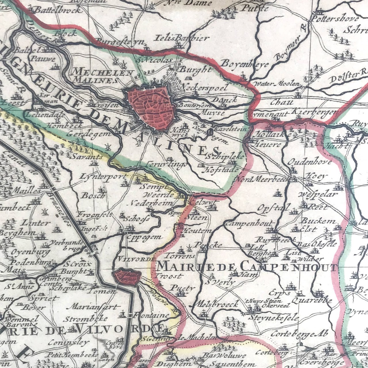 18th C. Engraved Map of Duchy of Brabant