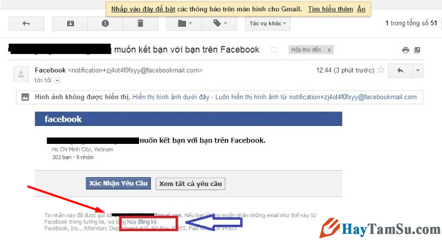 Hủy đăng ký theo dõi email facebook