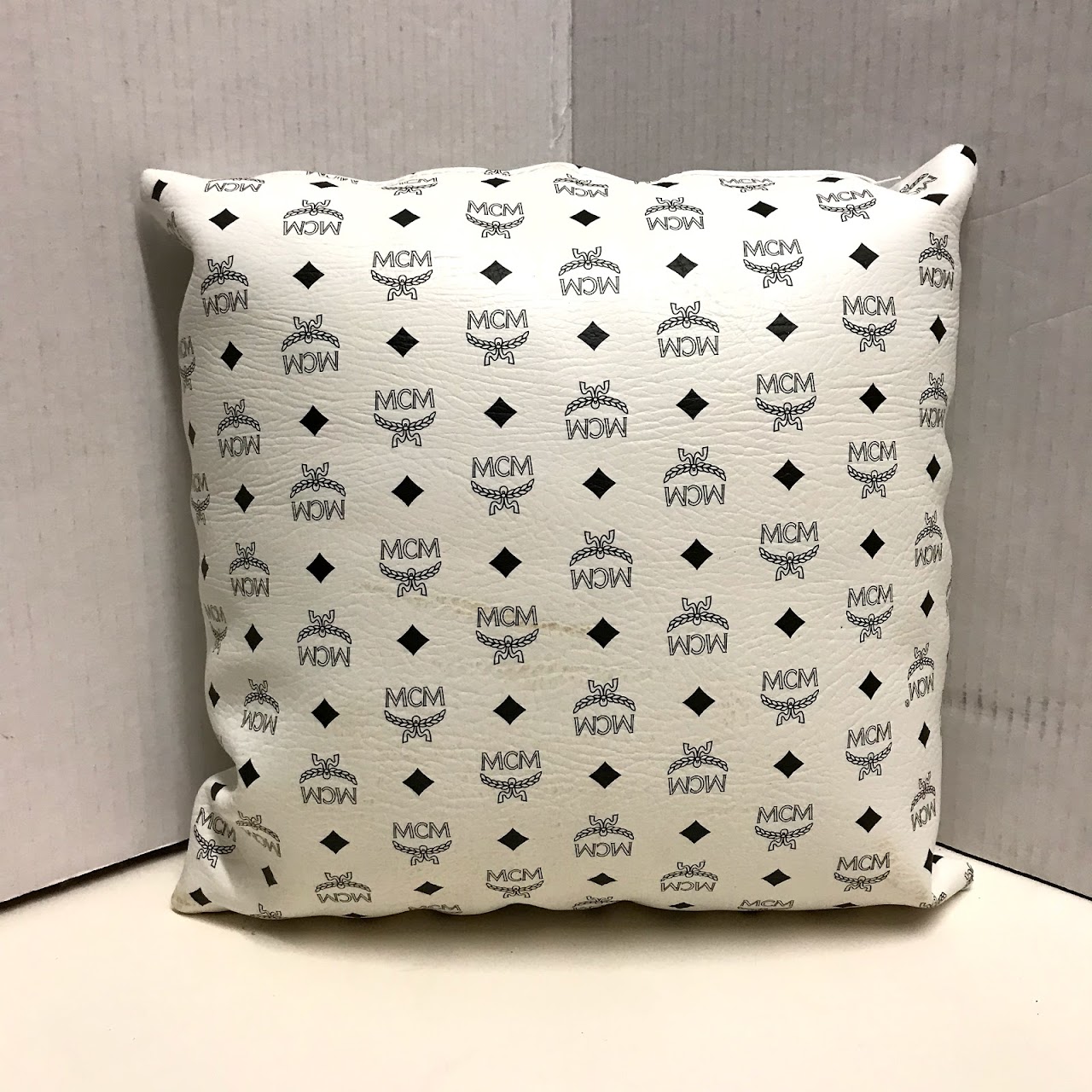 MCM Leather Throw Pillow