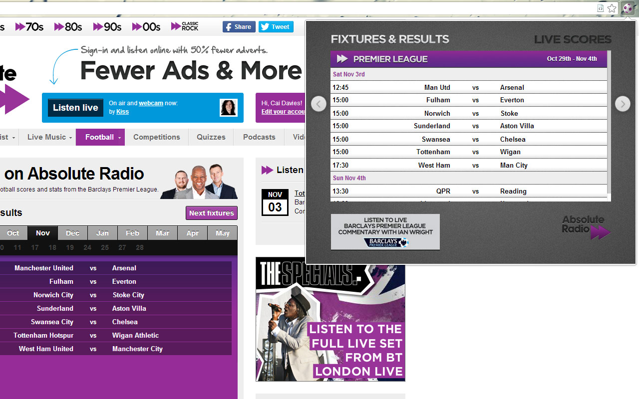 Absolute Radio Live Scores Preview image 4