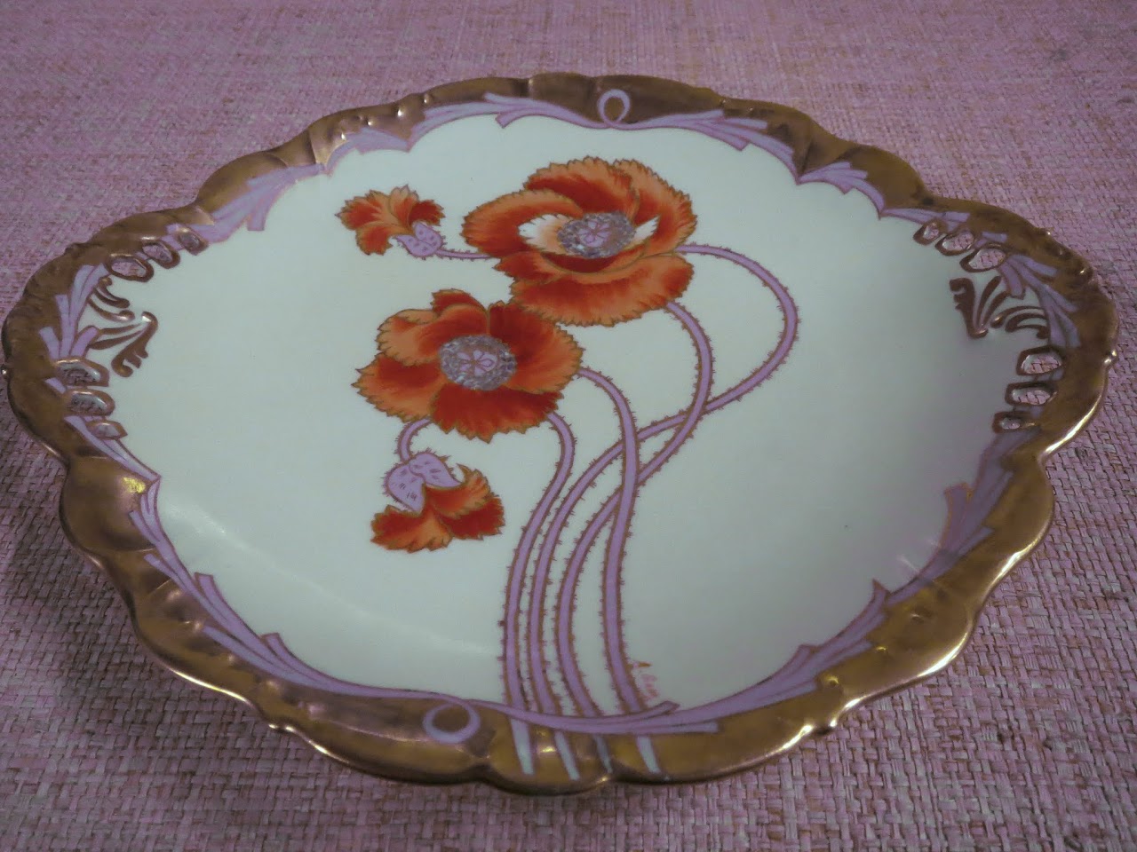 Limoges Gilded Floral Plate Trio