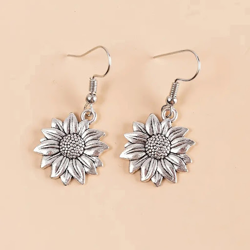 Title 17, Simple Metal Ear Hook Sunflower Flower Earrings...