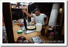 Crepe being made