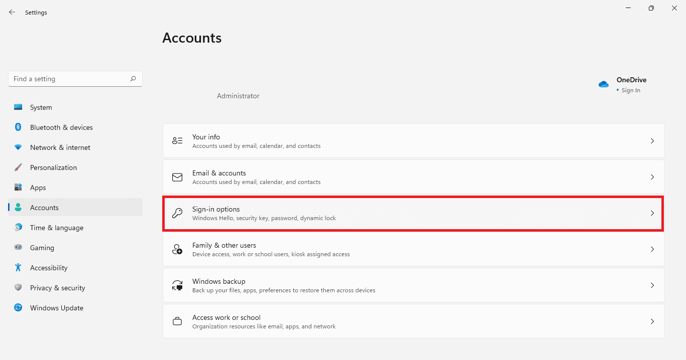 Scheda Account nell'app Impostazioni