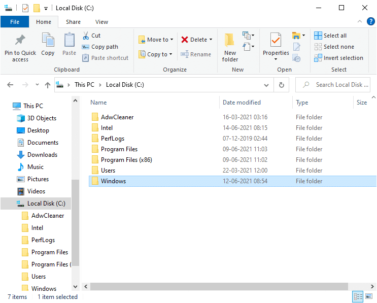 Cliquez sur Disque local (C :) suivi d'un double-clic sur Windows comme indiqué dans l'image ci-dessous.