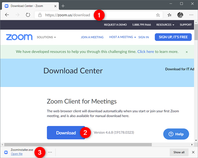 Загрузка и запуск приложения Zoom Client for Meetings