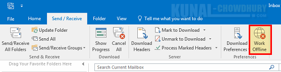 Here's how to switch new Outlook versions to offline mode (www.kunal-chowdhury.com)