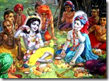 [Krishna eating lunch with friends]