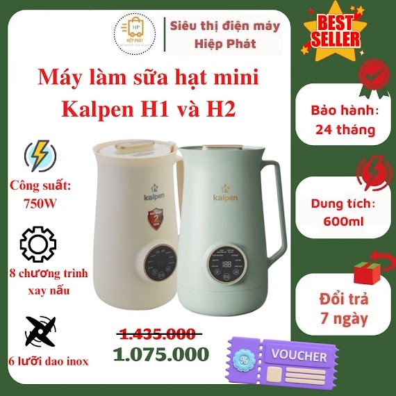 Máy Làm Sữa Hạt Cao Cấp Kalpen Mini 0.6L, Máy Xay Nấu Đậu Nành Đa Năng, Công Suất 750W - Hàng Chính Hãng