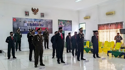 Peringati Upacara Hut TNI Ke-75 Secara Virtual di Aula Makodim 0102