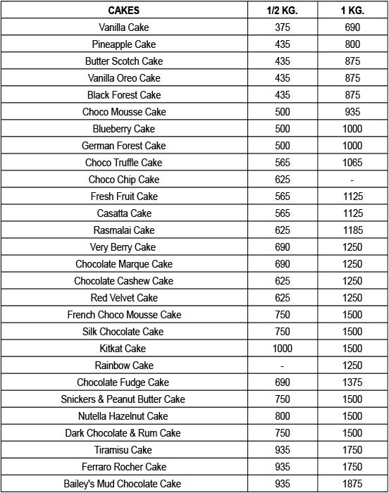 Dough & Cream menu 