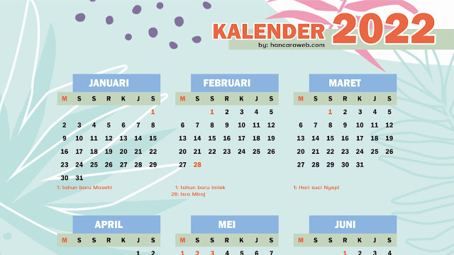Kalender 2022 Hancaraweb