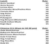 Sri Sankara Cafe menu 1