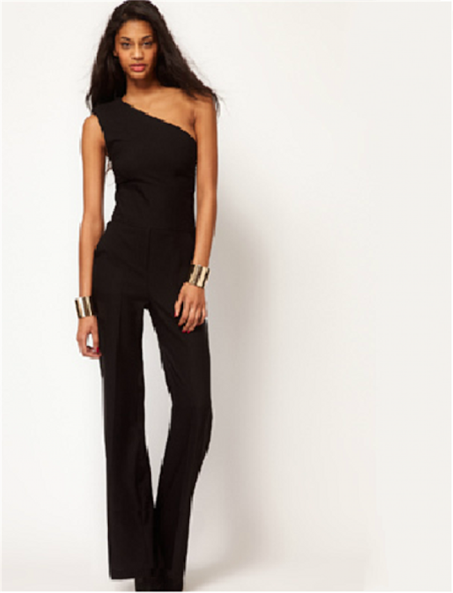 Asymmetric One Shoulder Wide Leg Jumpsuit Women's Palazzo Pants ...