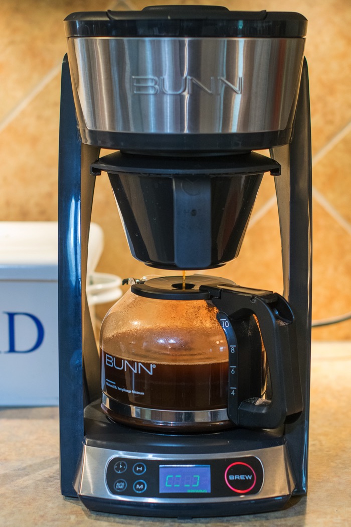 Brewing in a BUNN HB Coffee Maker. Brewing in a BUNN HB Coffee Maker