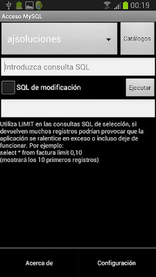 Aplicacin Android AjpdSoft Acceso MySQL en funcionamiento