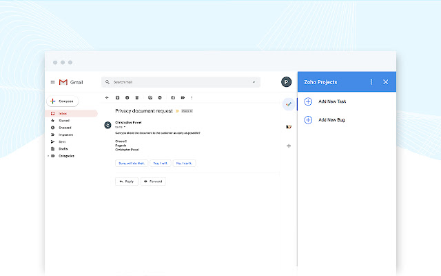 Screenshot of Zoho Projects for Gmail