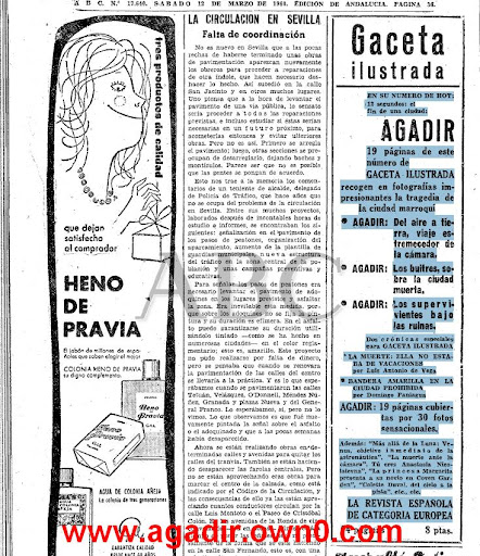  صحيفة الاسبانية إيه بي سي  وتخصيتها لاخبار زلزال اكادير سنة 1960  Hjkhgj