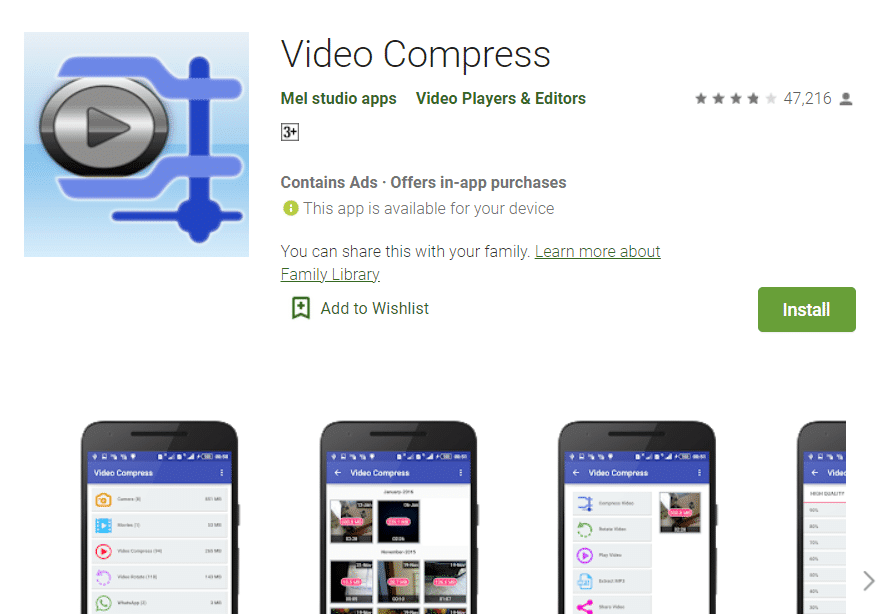 Приложение Video Compress для Android в магазине Play