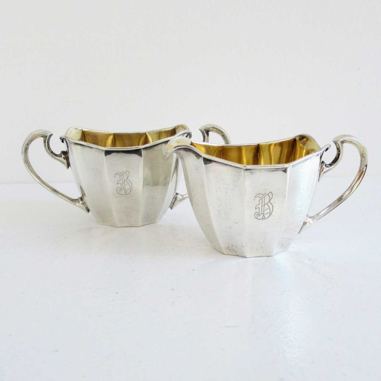 Sterling Silver Webster & Co. Sugar Bowl and Creamer Pair