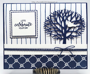 Linda Vich Creates: Birthday In Blue With Thoughtful Branches. Whisper White and Night of Navy combine in this card that showcases both the Floral Boutique DSP and the Thoughtful Branches Bundle.