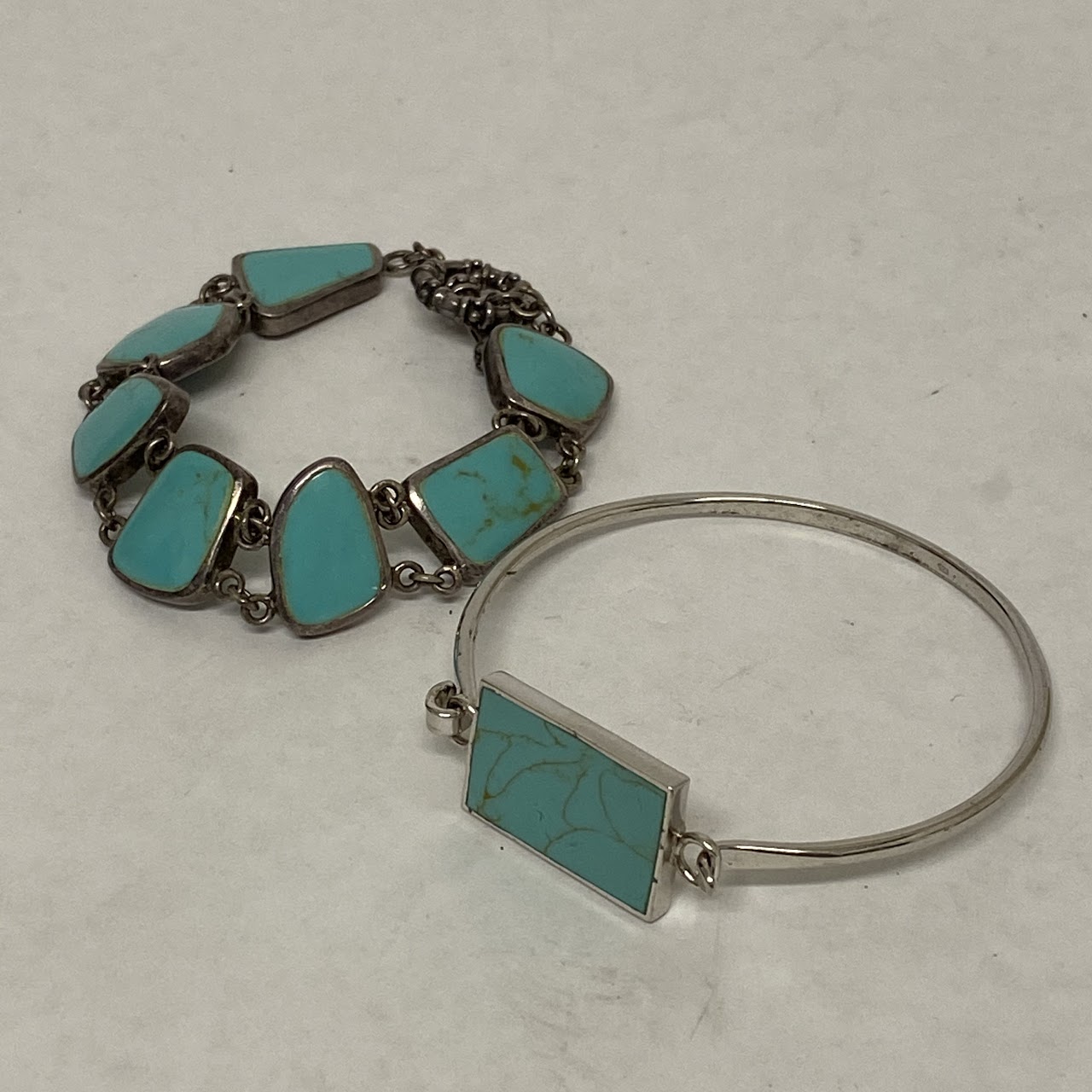 Sterling Silver & Turquoise Bracelet Pair